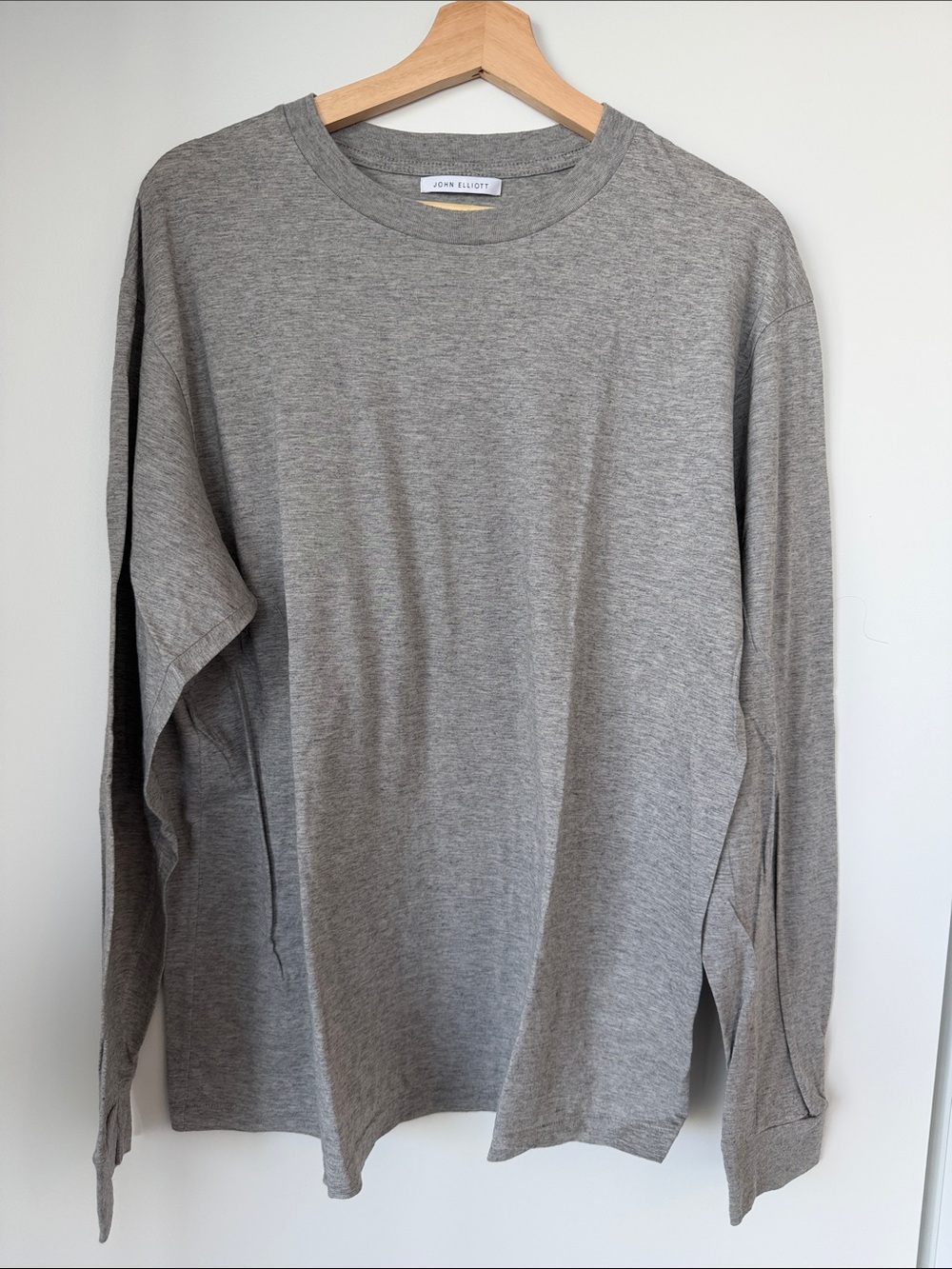 John Elliott Heather Gray Long-Sleeve Crewneck Tee